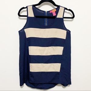 Catch my I navy and cream striped tank top blouse